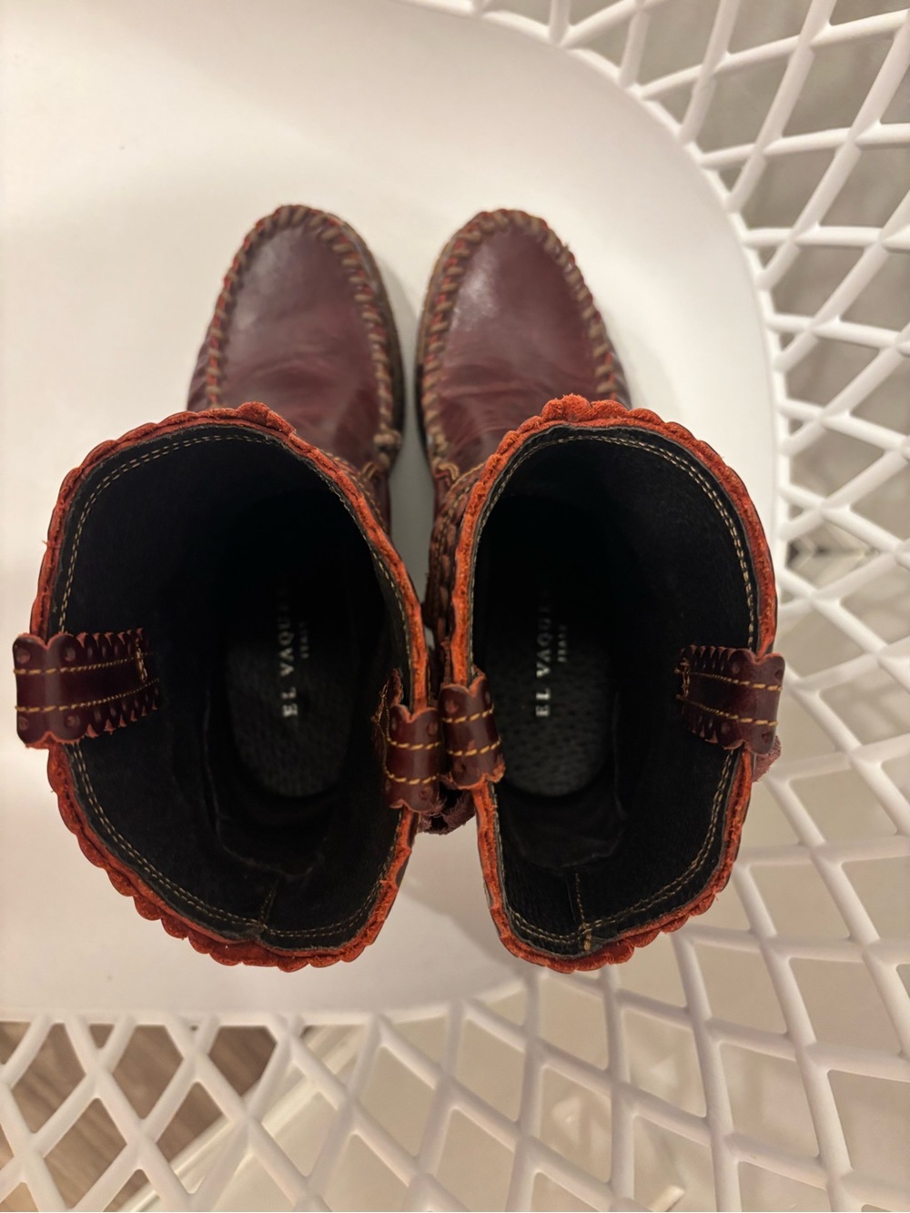 El Vaquero Burgundy Fringe Moccasin Boots - Picture 5 of 5